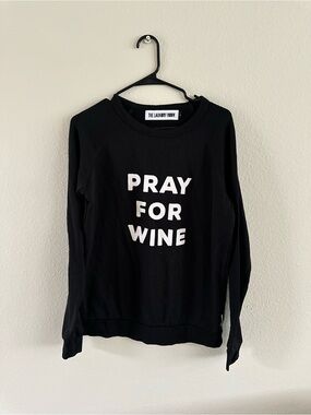 LAUNDRY ROOM “Pray for Wine” Black Crewneck